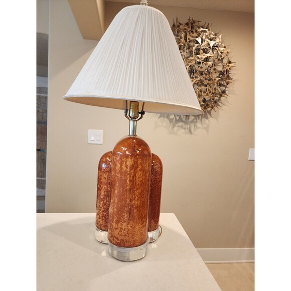 RARE MIDCENTURY KARL SPRINGER PARCHMENT & LUCITE BASE TABLE LAMP - Picture 6 of 10